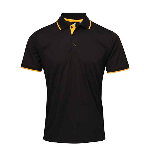 Premier Mens Coolchecker Contrast Pique Polo Shirt S Svart/Solros Black/Sunflower S