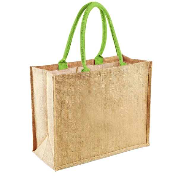 Westford Mill Classic Jute Shopper Bag (21 liter) (paket med 2) Natural/Lime One Size