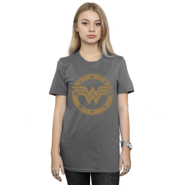 DC Comics Dam/Dam Wonder Woman Shield Bomull Pojkvän T- Charcoal L