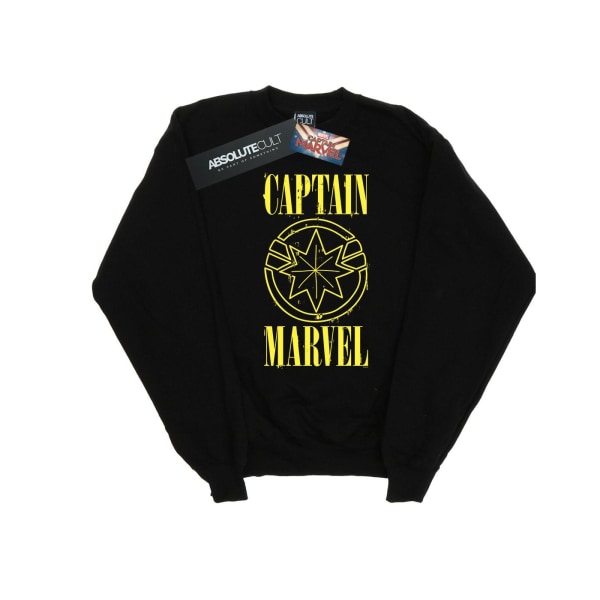 Marvel Herr Captain Marvel Grunge Logo Sweatshirt S Svart Black S