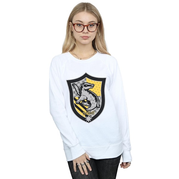 Harry Potter Dam/Kvinnor Hufflepuff Crest Flat Sweatshirt S W White S