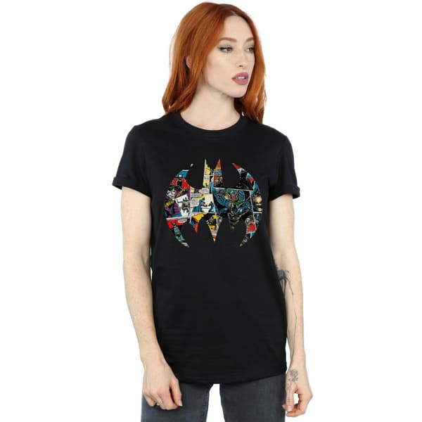 DC Comics Dam/Kvinnor Batman Serietidningslogotyp Bomull Boyfriend Black L