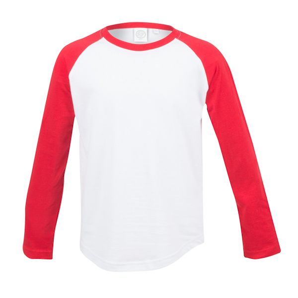 Skinni Minni Barn/Barn Long Sleeve Baseball T-Shirt 9-10 Y White / Red 9-10 Years