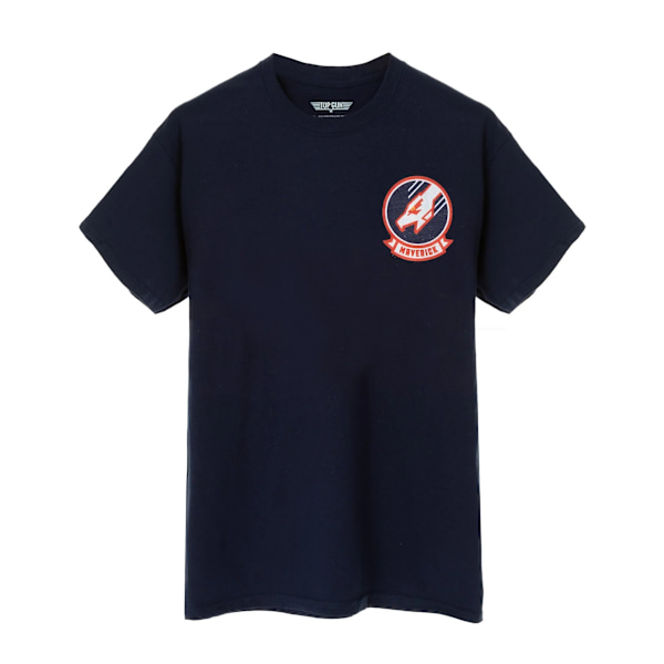 Top Gun: Maverick T-shirt för män med tryck på baksidan, marinblå, storlek S Navy S