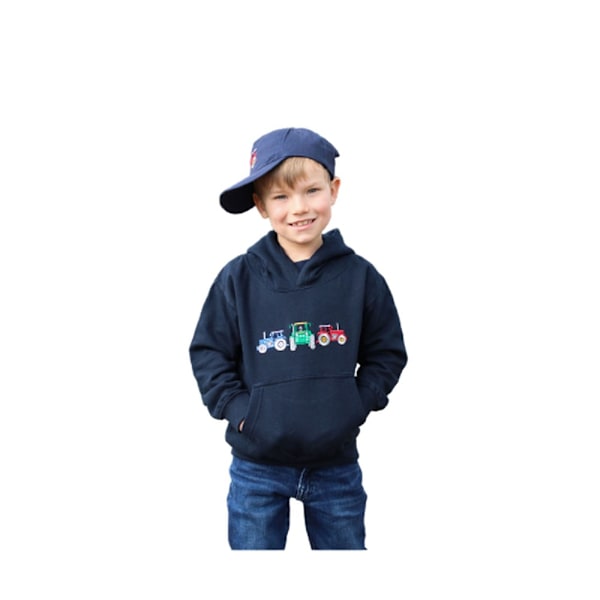 Brittisk Landsby Kollektion Barn/Kids Tre Traktorer Hoodie Navy 1-2 Years