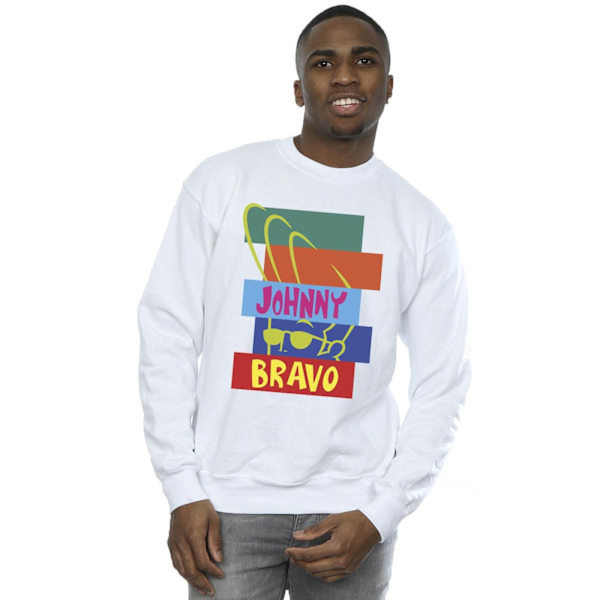 Johnny Bravo Herr Rektangul Pop Art Sweatshirt S Vit White S