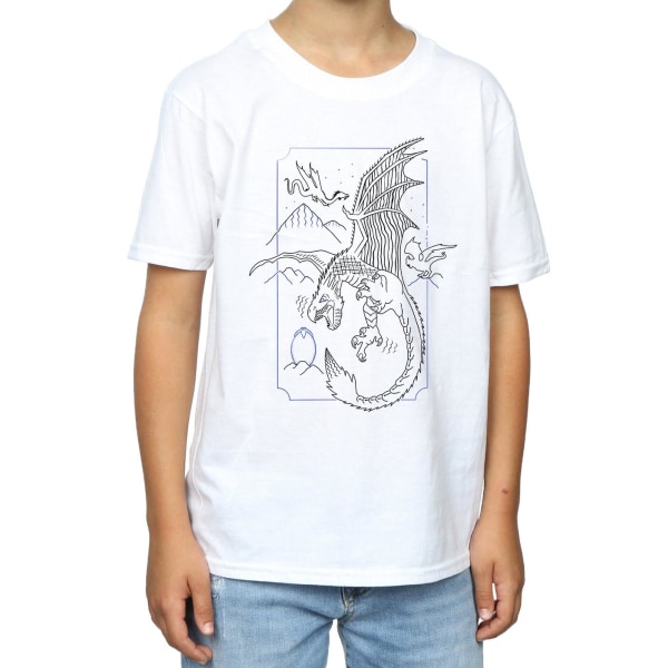 Harry Potter Boys Dragon Line Art T-shirt 5-6 år Vit White 5-6 Years