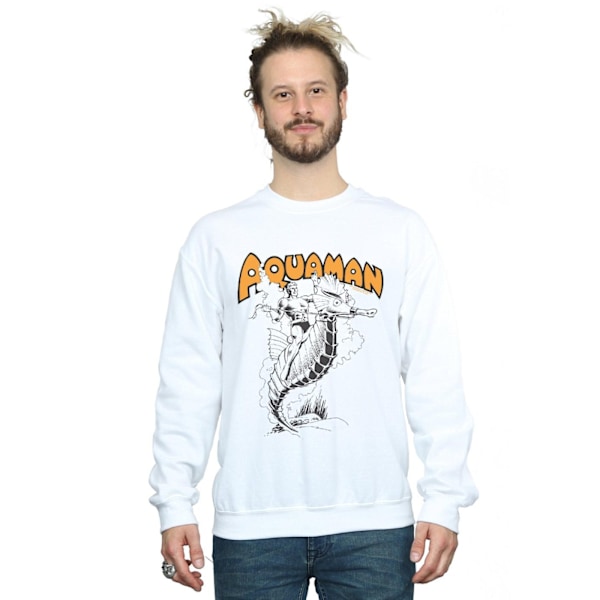 DC Comics Herr Aquaman Mono Action Pose Sweatshirt M Vit White M