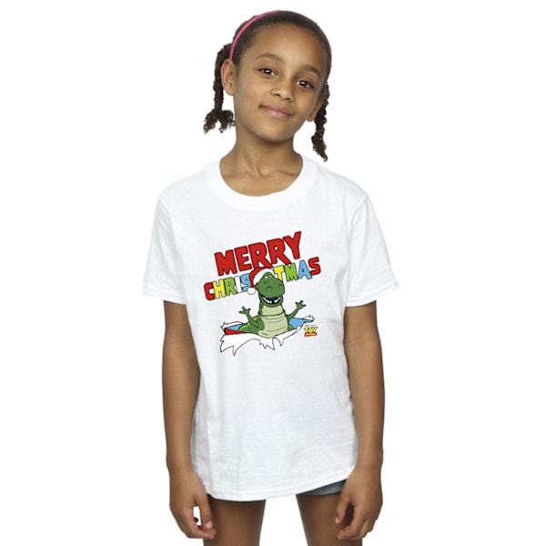 Disney Girls Toy Story Rex Christmas Burst Bomull T-shirt 5-6 år White 5-6 Years