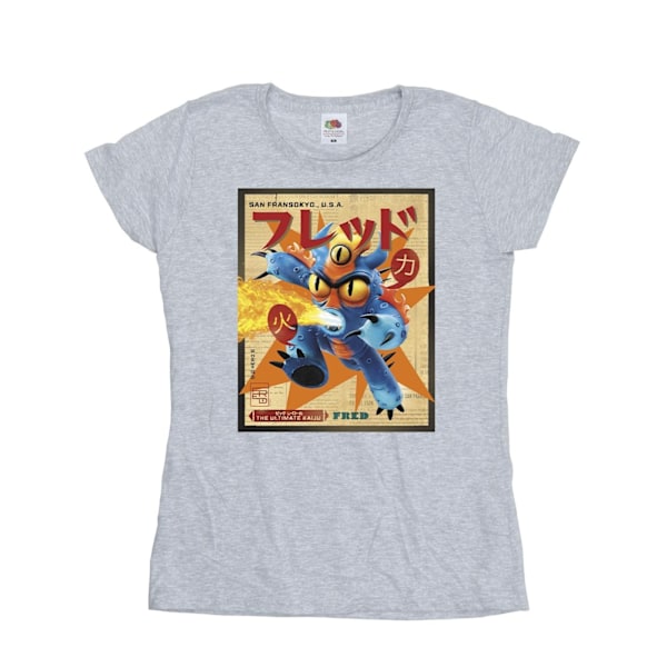 Disney Dam/Kvinnor Big Hero 6 Baymax Fred Tidning Bomull T- Sports Grey XL