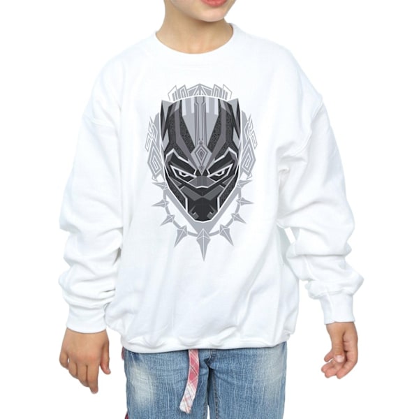 Marvel Girls Black Panther Head Sweatshirt 9-11 år Vit White 9-11 Years