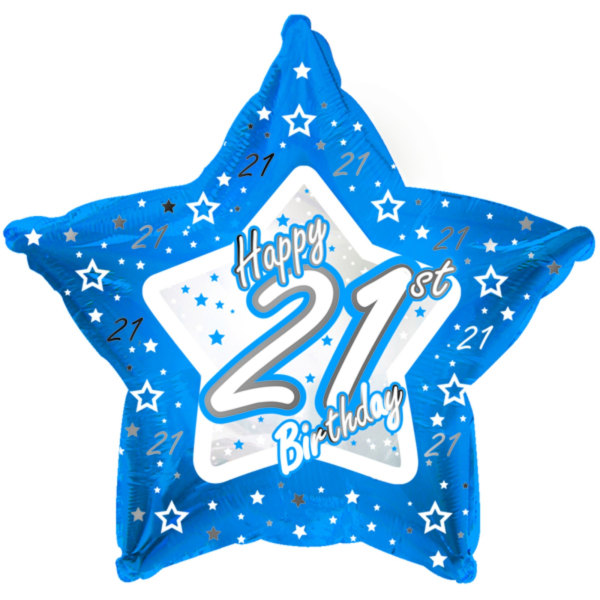 Creative Party Grattis på 21-årsdagen Blue Star Balloon 18in Blue Blue 18in