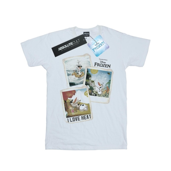 Frozen T-shirt i bomull med Olaf Polaroid för flickor, 5-6 år, vit White 5-6 Years