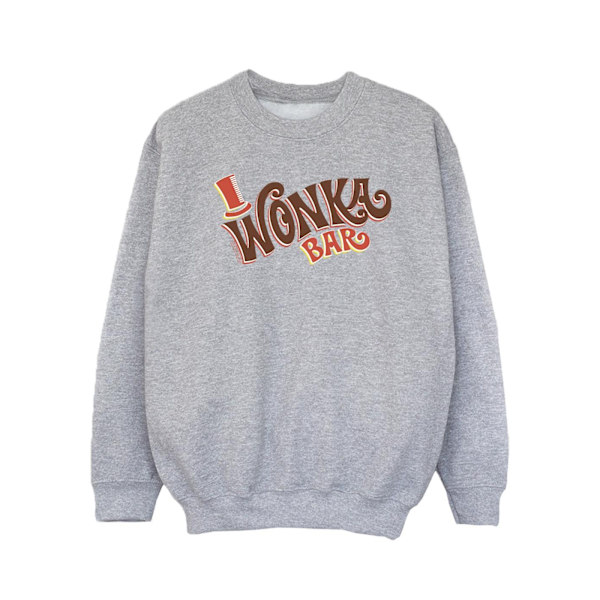 Willy Wonka Girls Bar Logo Sweatshirt 5-6 år Sports Grey Sports Grey 5-6 Years