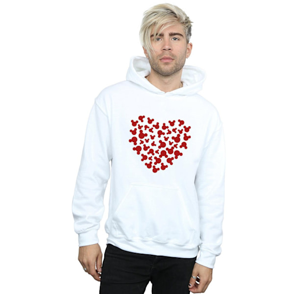 Disney Herr Mickey Mouse Hjärta Silhuett Hoodie S Vit White S