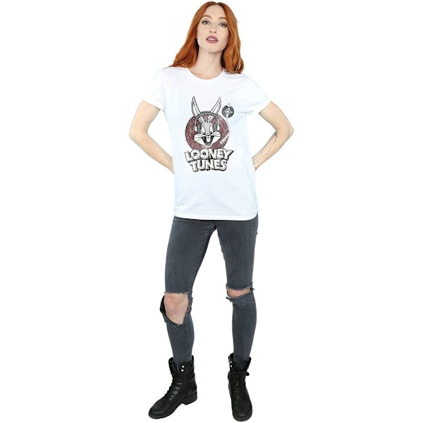 Looney Tunes Dam/Damer Bugs Bunny Cirkel Bomull Logotyp Pojkvän White XL