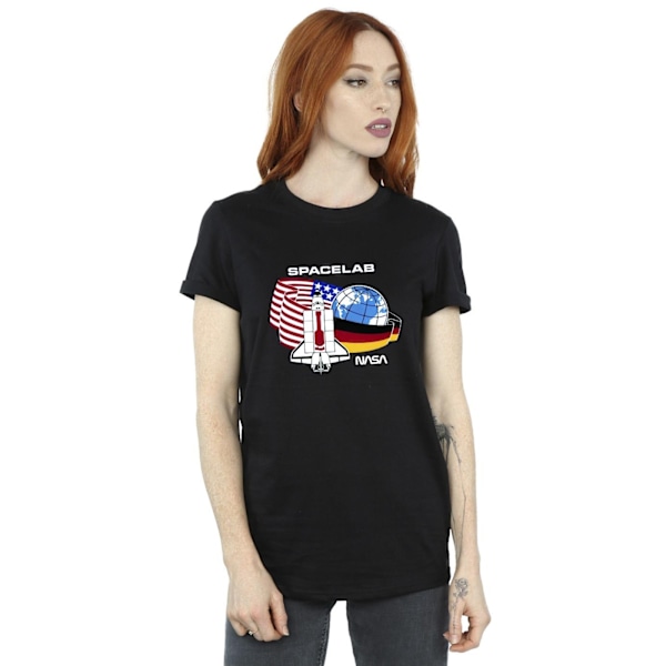 NASA Dam/Kvinnor Space Lab Bomull Boyfriend T-Shirt XL Svart Black XL