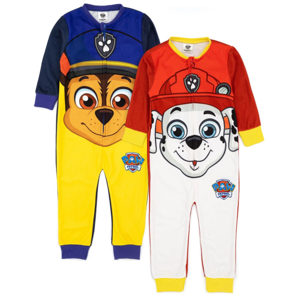 Paw Patrol Barn/Kids Chase & Marshall sovdräkt (paket med 2 Blue/Yellow/White 2-3 Years