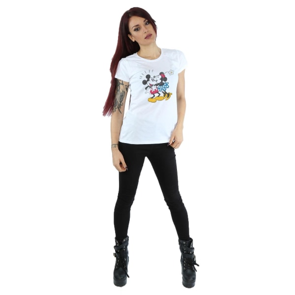 Disney Mickey och Minnie Kiss Cotton T-shirt för damer/damer XS W White XS