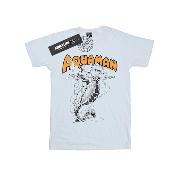 DC Comics Dam/Dam Aquaman Mono Action Pose Bomull Boyfriend T-Shirt XXL Vit White XXL