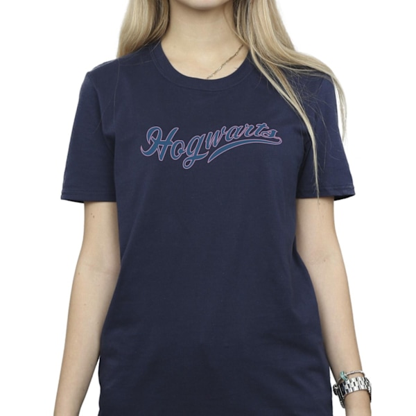 Harry Potter Dam/Kvinnor Hogwarts Skrivande Bomull Pojkvän T- Navy Blue 4XL