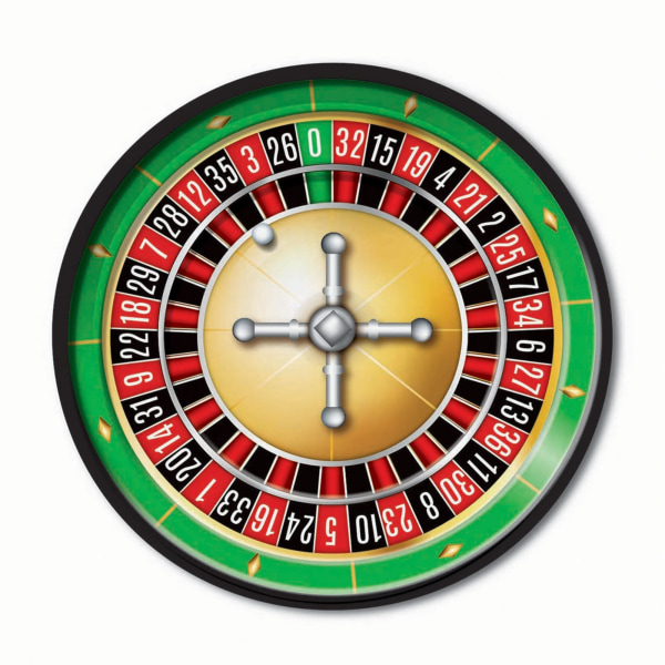 Bristol Novelty Casino Festtallrikar (Pack of 8) Large Green/Rou Green/Roulette Wheel Large