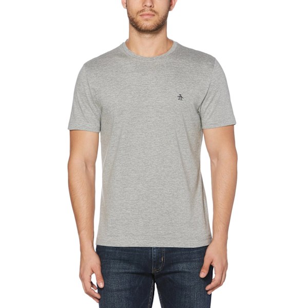 Original Penguin Herr Pin Point Ekologisk Bomulls T-shirt M Grå Grey M