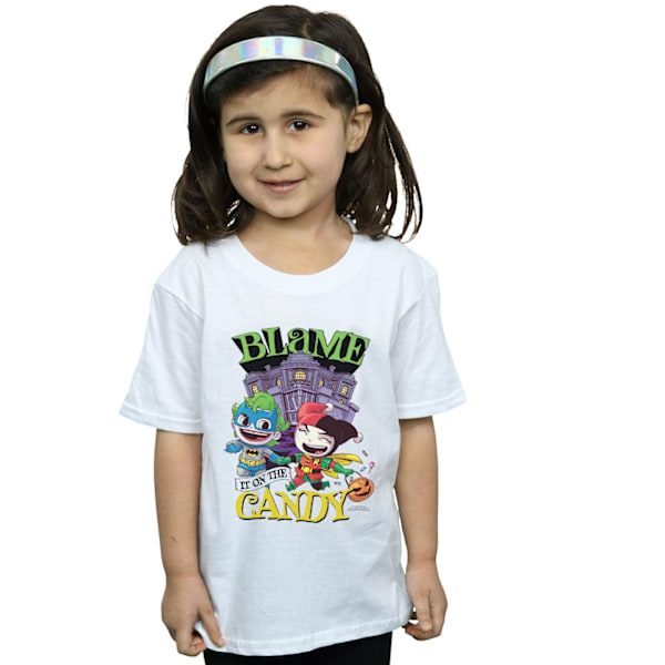 DC Comics Girls Super Friends Blame It On The Candy Cotton T-Sh White 5-6 Years