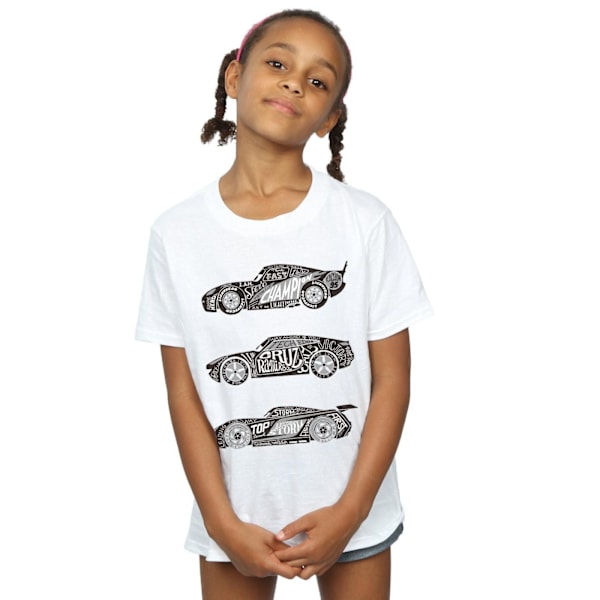 Disney Girls Cars Text Racers Bomull T-shirt 9-11 år Vit White 9-11 Years