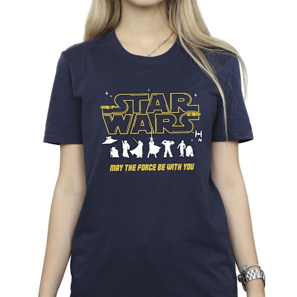 Star Wars Dam/Damer Silhouettes Force Bomull Boyfriend T-Sh Navy Blue 4XL