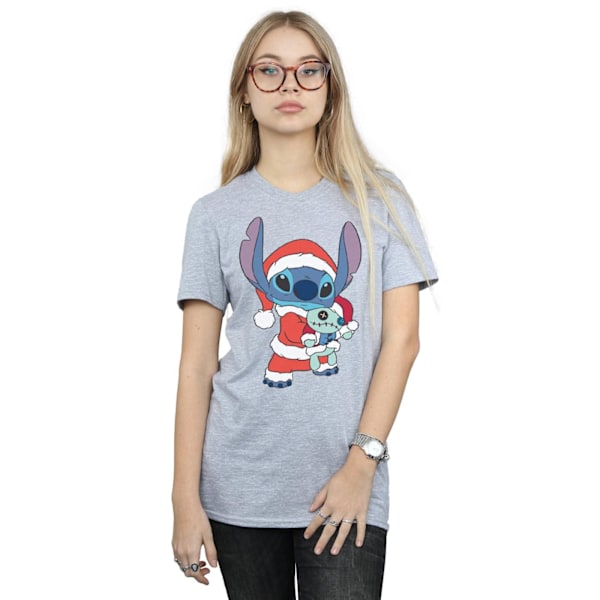 Disney Dam/Kvinnor Lilo Och Stitch Stitch Jul Bomull Pojkvän T-Shirt Sports Grey S