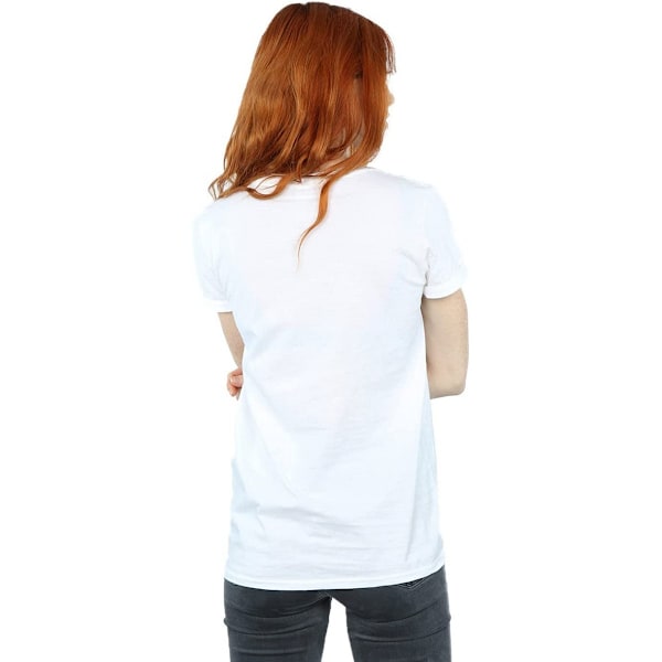 Dumbo Dam T-shirt för kvinnor/damer i klassisk bomull, pojkvänmodell, M, vit White M