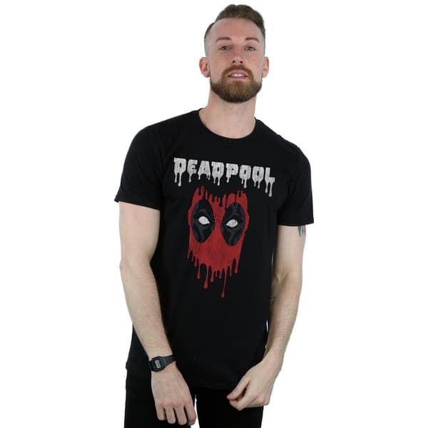 Marvel Herr Deadpool Dripping Head T-Shirt L Svart Black L