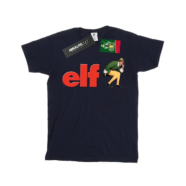 Elf Girls Crouching Logo Bomull T-shirt 7-8 år Marinblå Navy Blue 7-8 Years