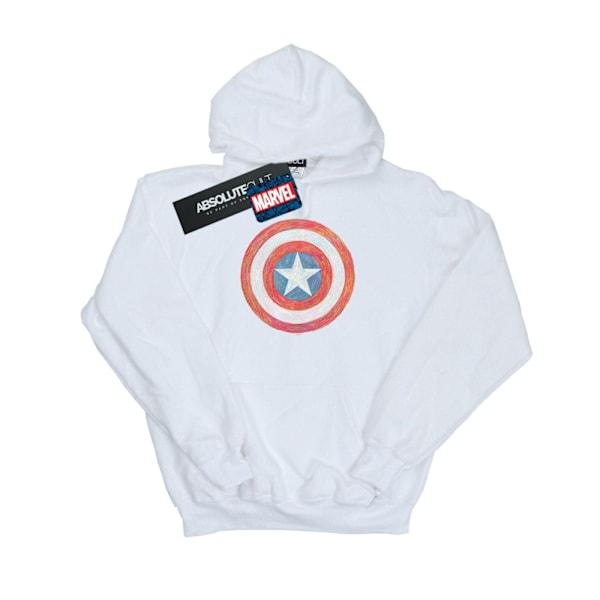 Marvel Herr Captain America Sketched Shield Hoodie 5XL Vit White 5XL