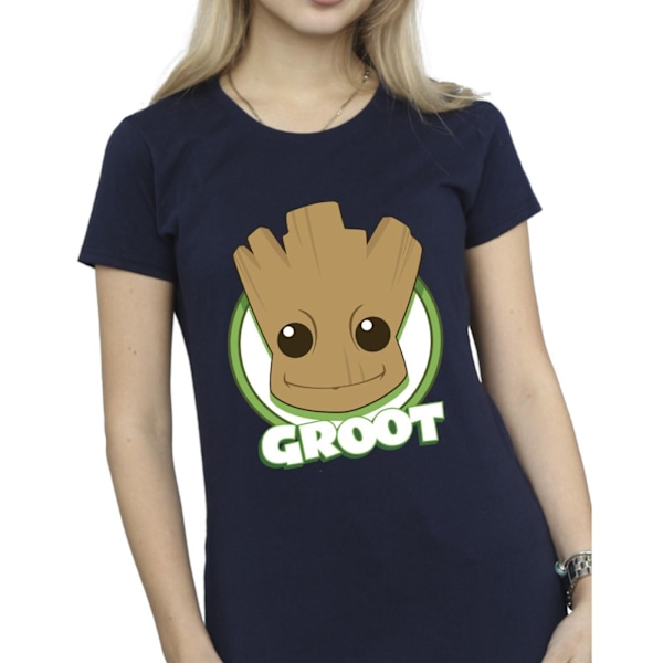 Guardians Of The Galaxy Dam/Damer Groot Badge Bomull T-Shir Navy Blue M