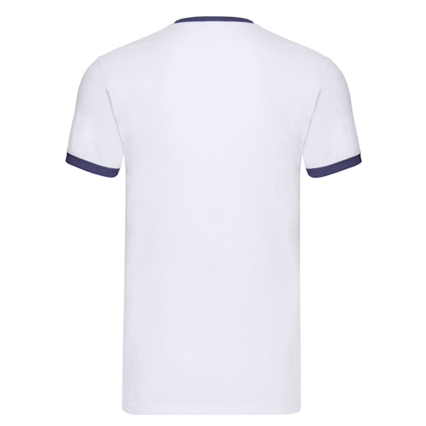 Fruit of the Loom herr T-shirt med kontrastfärgad ringning L vit/marinblå White/Navy L