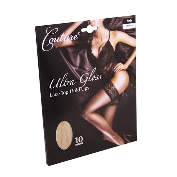 Couture Dam/Damer Ultra Gloss Lace Top Hold Ups (1 Par) La Nude Large