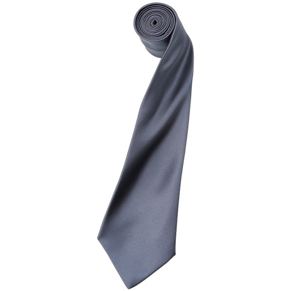 Premier Mens Plain Satin Tie (Narrow Blade) (2-pack) One Size Steel One Size