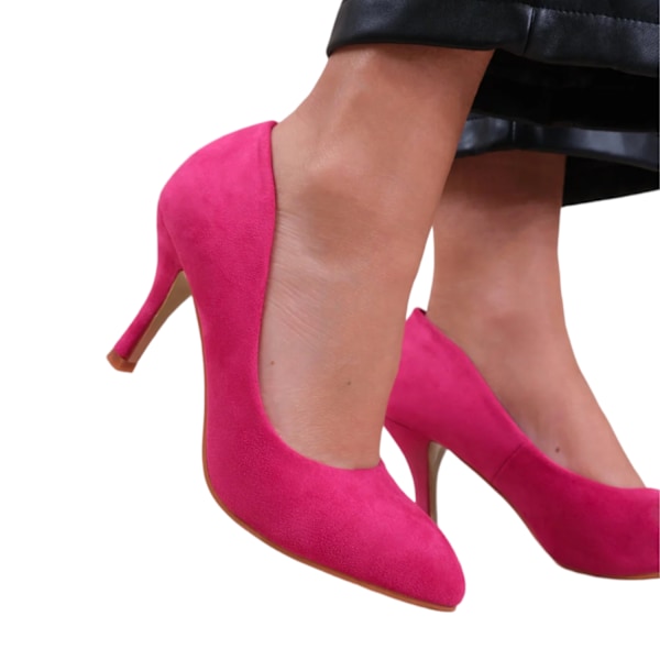 Where's That From Dam/Dam Suede Pointed Mid High Heel Cou Fuchsia 7 UK