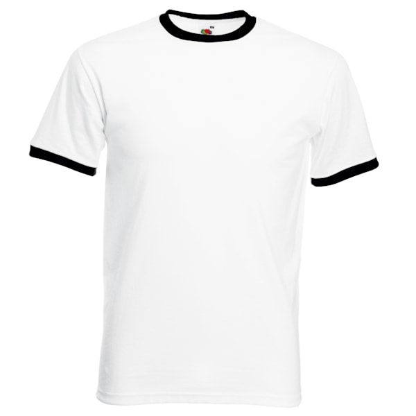 Fruit Of The Loom Herr T-shirt med rund hals, kort ärm, L, vit/svart White/Black L