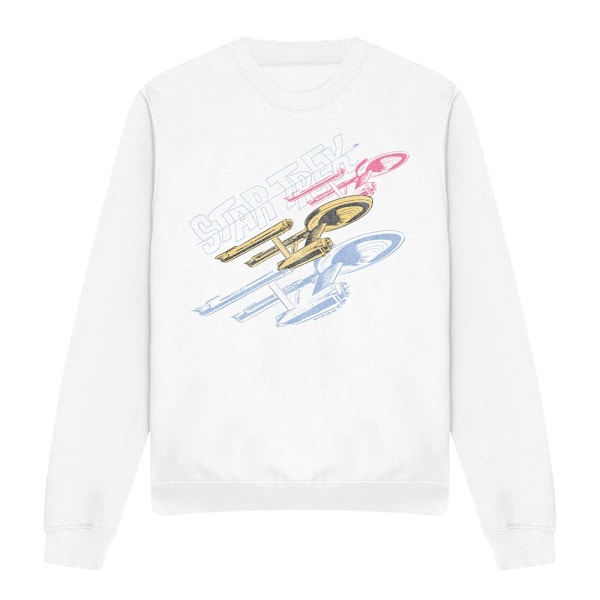 Star Trek Unisex Vuxen Tri Enterprise Retro Sweatshirt XL Vit White XL