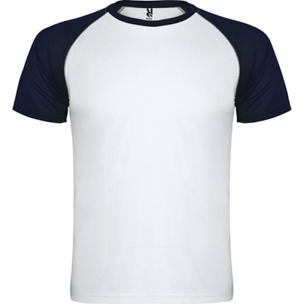 Roly Unisex Indianapolis T-shirt för vuxna med korta ärmar, XXL White/Navy Blue XXL