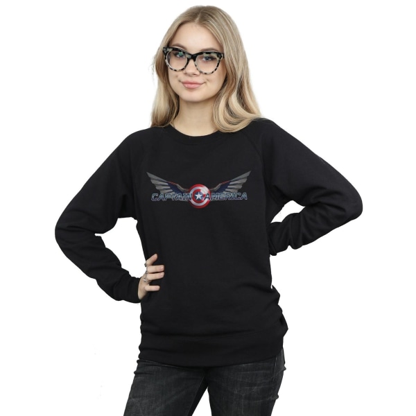 Marvel Dam/Kvinnor Falcon Och Vinternsoldaten Captain America Logotyp Sweatshirt XL Svart Black XL