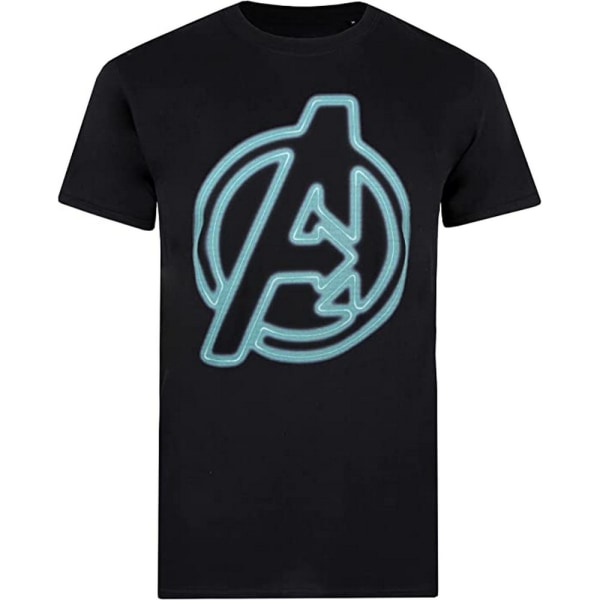 Avengers Mens Neon Logo T-Shirt XXL Svart/Blå Black/Blue XXL