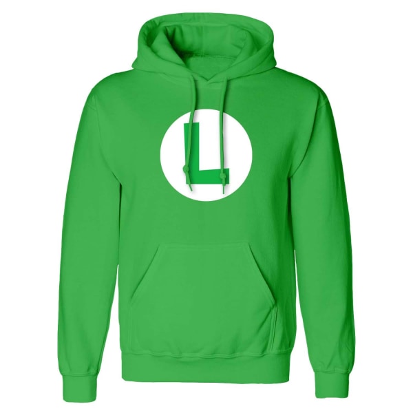 Super Mario Unisex Vuxen Luigi Badge Pullover Hoodie S Grön Green S