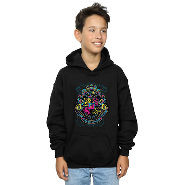 Harry Potter Boys Neon Hogwarts Crest Hoodie 7-8 år Svart Black 7-8 Years