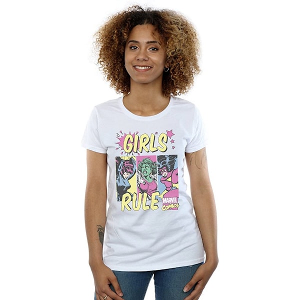 Marvel Comics Dam/Damer T-shirt i bomull med pojkvänsmodell för kvinnor/flickor White M