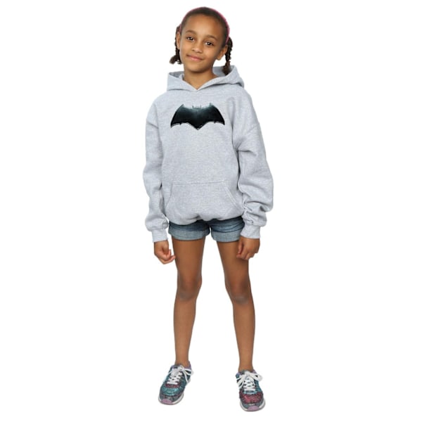 DC Comics Girls Justice League Movie Batman Emblem Hoodie 5-6 år Sports Grey 5-6 Years