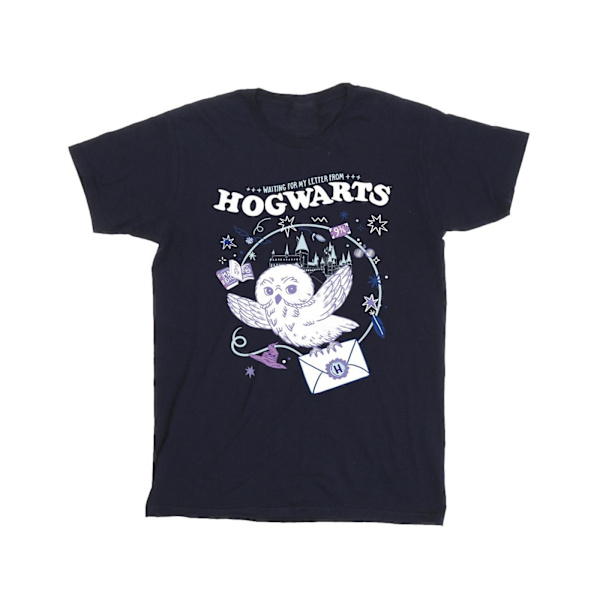 Harry Potter Flickor Uggla Brev Från Hogwarts Bomulls T-shirt 7-8 Navy Blue 7-8 Years